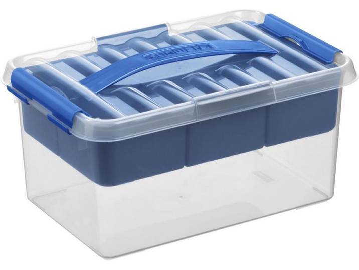 Sunware - Q-line opbergbox met inzet 6L transparant blauw