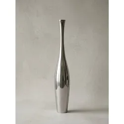 Vase Aluminium Modern Stil 75 cm hoch Silber S-Form für Einzelblumen