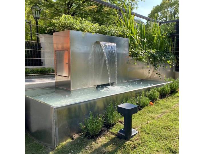 Fontaine Cascade en Acier Inoxydable 304, Rideau d'Eau de Piscine, Déversement pour user inage Extérieur, 30cm-90cm