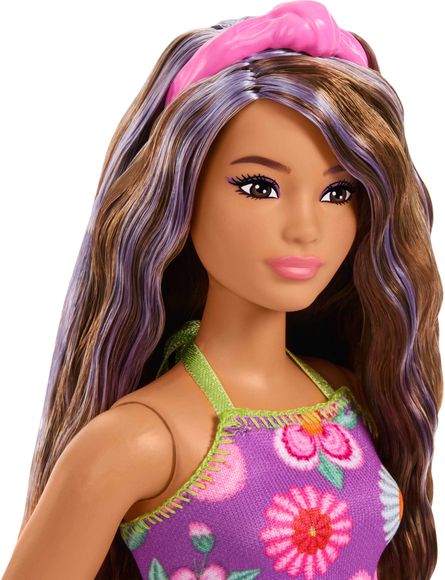 Anziehpuppe BARBIE "Barbie Fashionista im floralen Outfit", lila (bunt), Puppen, Kinder, Anziehpuppe