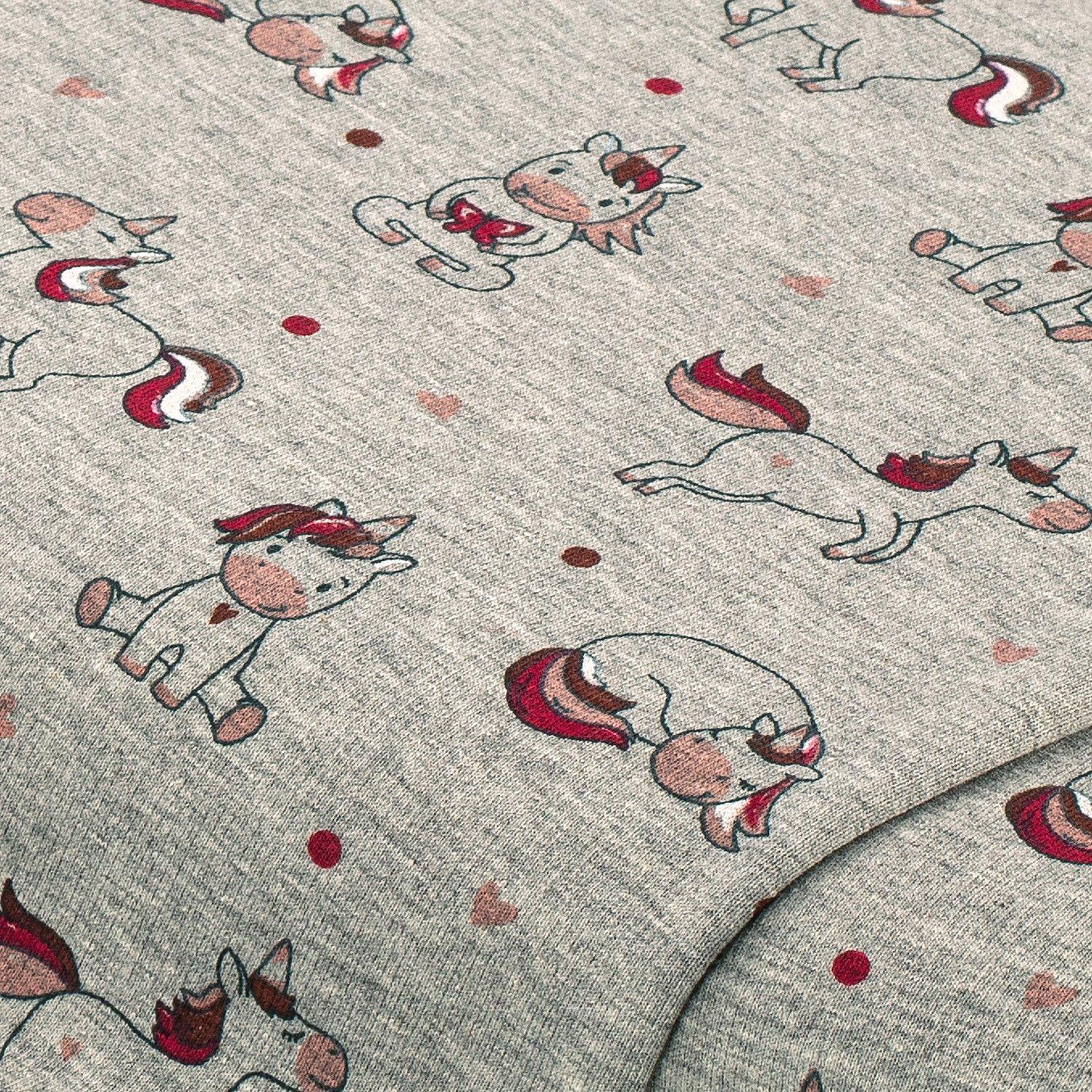 Sweatstoff "Einhorn" mit Elasthan, grau-melange