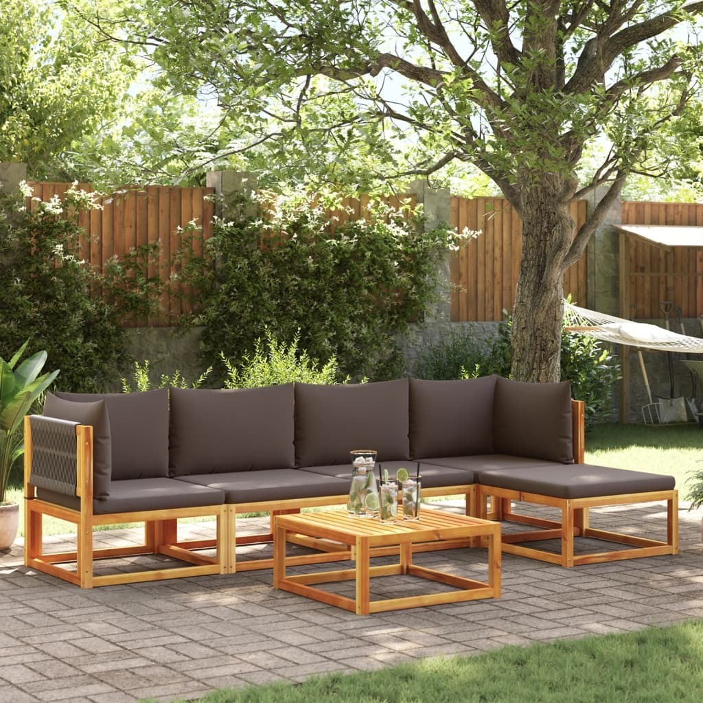 Maison Exclusive - 6-tlg. Gartensofa-Set mit Kissen Holz Akazie & Seil