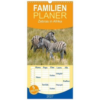 Familienplaner 2027 - Zebras in Afrika mit 5 Spalten (Wandkalender, 21 x 45 cm) CALVENDO