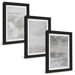 BILDER SET 3er Set - 20x30 cm Schwarzer Rahmen - Moderne, Used-Look-Texturen
