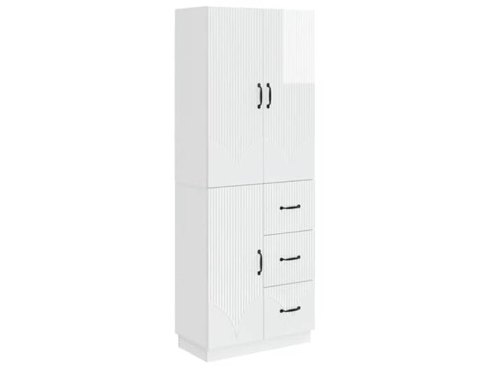 PUGYNBK Schrank-Set, 2 Stück, weiß glänzend, aus technischem Holz Geräumige Aufbewahrung, vielseitiges Design, einfache Reinigung, ideal für Räume und Büros
