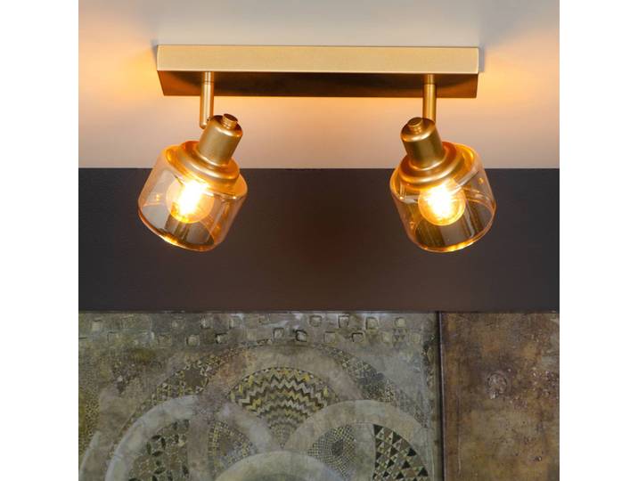 Lucide Deckenstrahler Bjorn, zweiflammig, gold/messing dimmbar, messing / gold, für Wohn- / Esszimmer, Metall, Modern