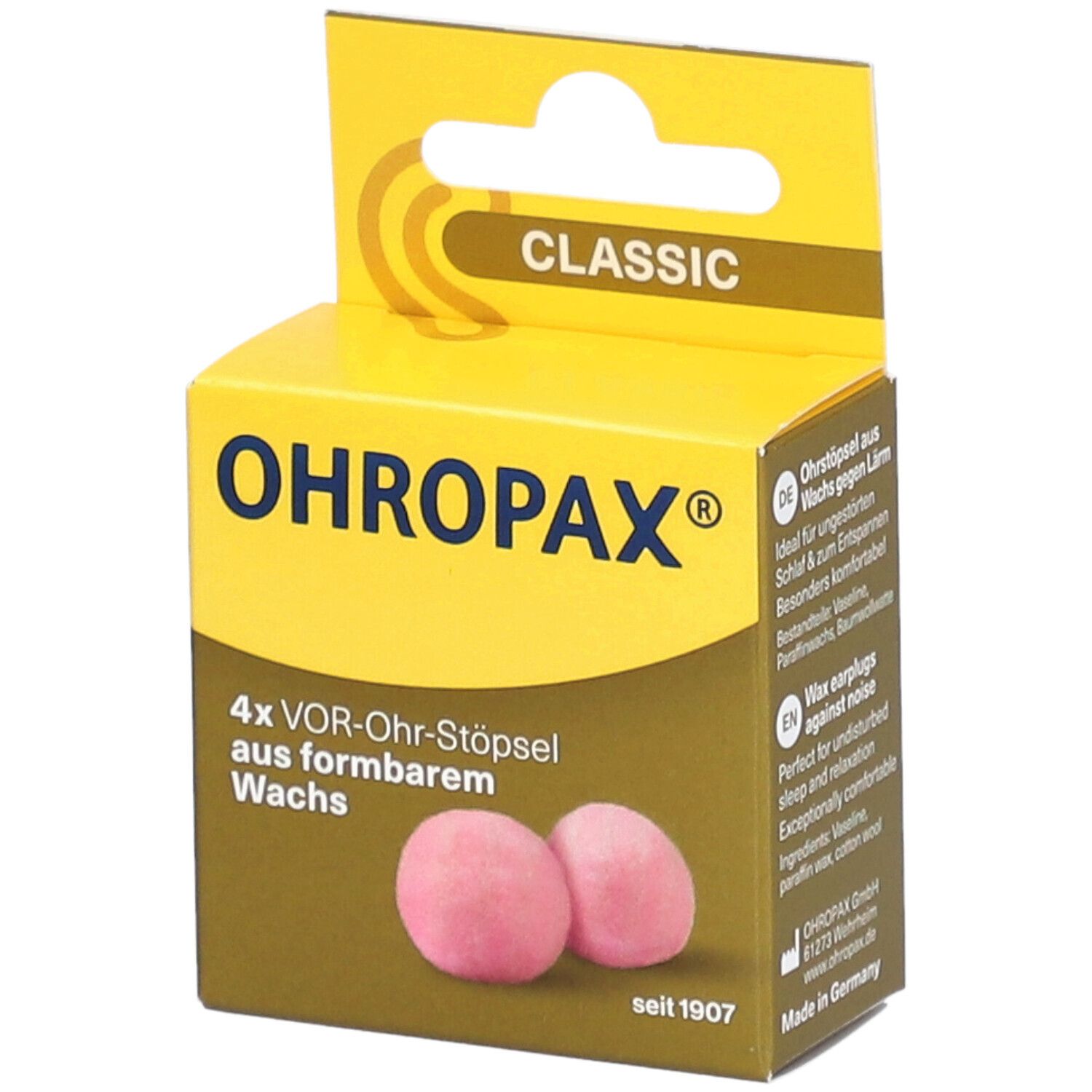 Ohropax Classic Wachs Vor-Ohr Stöpsel 4 St Ohrstöpsel
