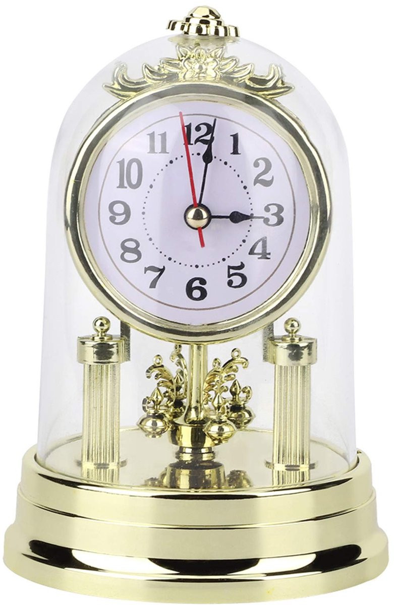 Dailygoody Retro Tafelklok - Antieke Stijl - Goud - Analoge Stille Klok voor Binnen
