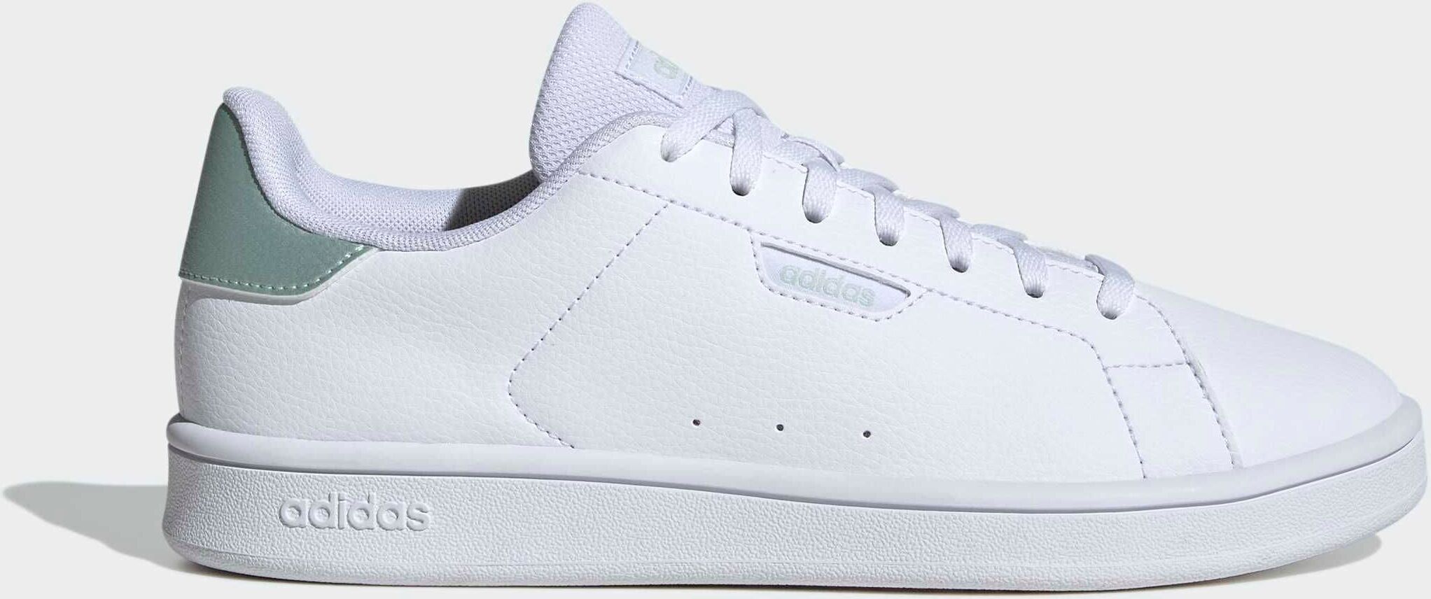 Sneaker ADIDAS SPORTSWEAR "URBAN COURT", Damen, Gr. 38,5, weiß (cloud weiß, linen grün metallic, linen grün metallic), Synthetik, Schuhe Sneaker