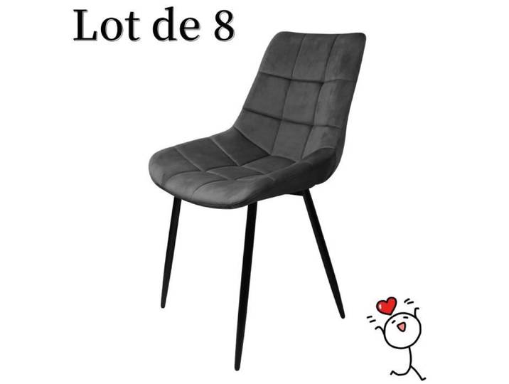 Chaise en velours YYIXING® - Gris foncé - Lot de 8 - Métal - Contemporain - Design