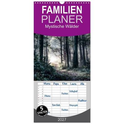 Familienplaner 2027 - Mystische Wälder mit 5 Spalten (Wandkalender, 21 x 45 cm) CALVENDO