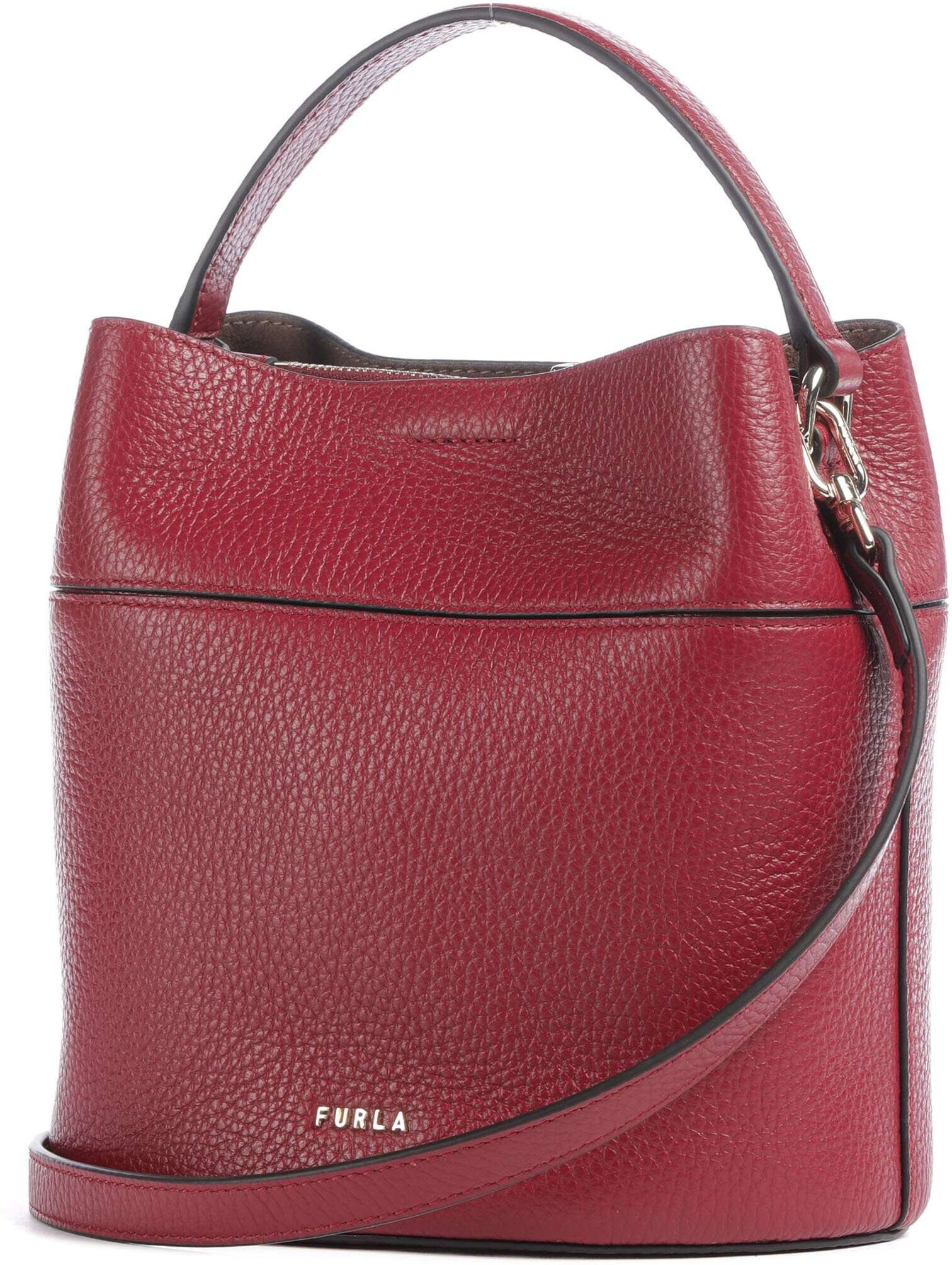 Furla Amelia Mini Bucket Handtasche aus Leder, rot