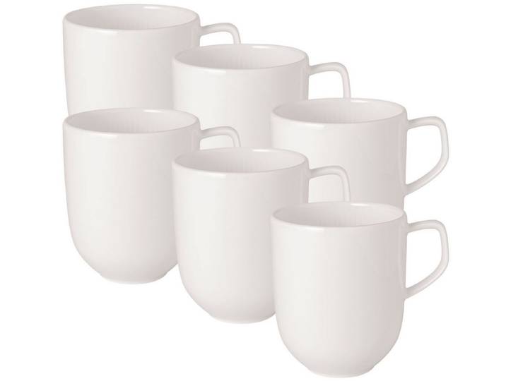 Villeroy & Boch Geschirr-Set Afina Becher mit Henkel weiß 0,3l Set6, Premium Porcelain