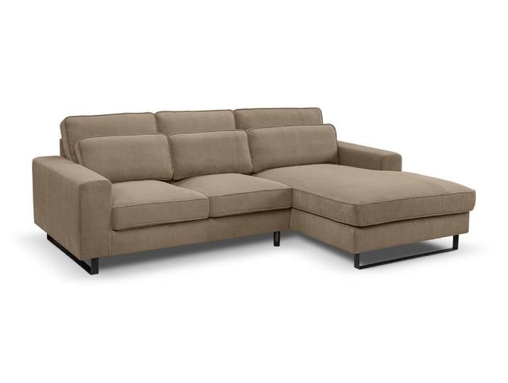 Ecksofa Bolivia rechts mit Rückenkissen , 276cm , Cord , braun-beige