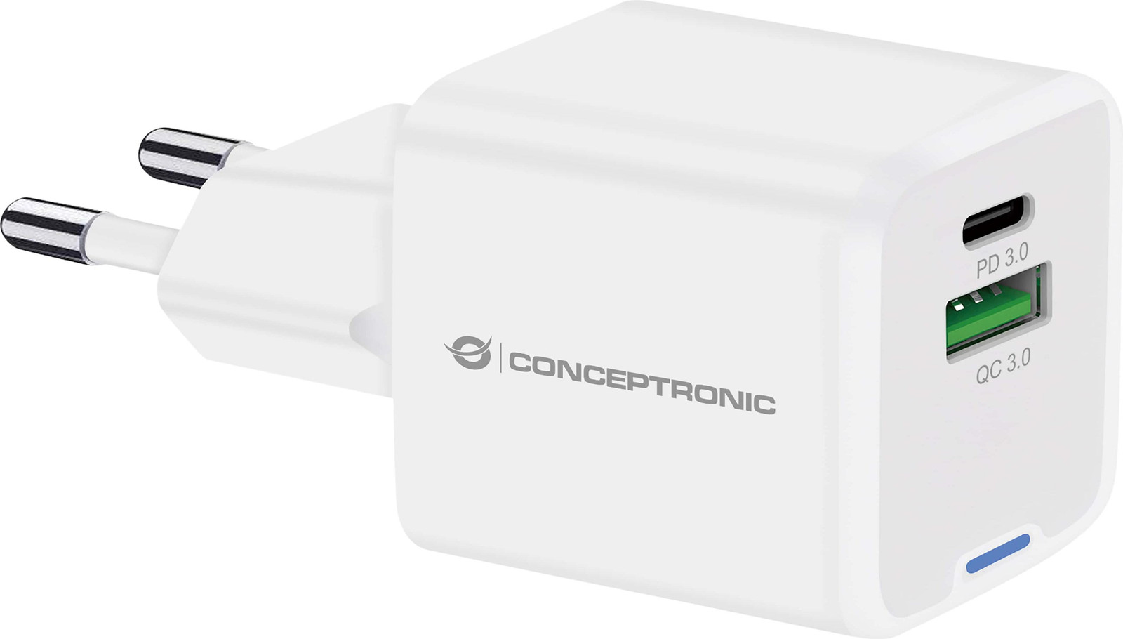 Conceptronic ALTHEA15W lader met 2 poorten, 20W, 1x USB-C en 1x USB-A, 1,5 meter, wit