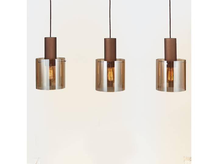 Pendelleuchte 90 x 120 x 20cm Kupfer/Kupfer 3 Aluminium, lackiert Farbglas E27