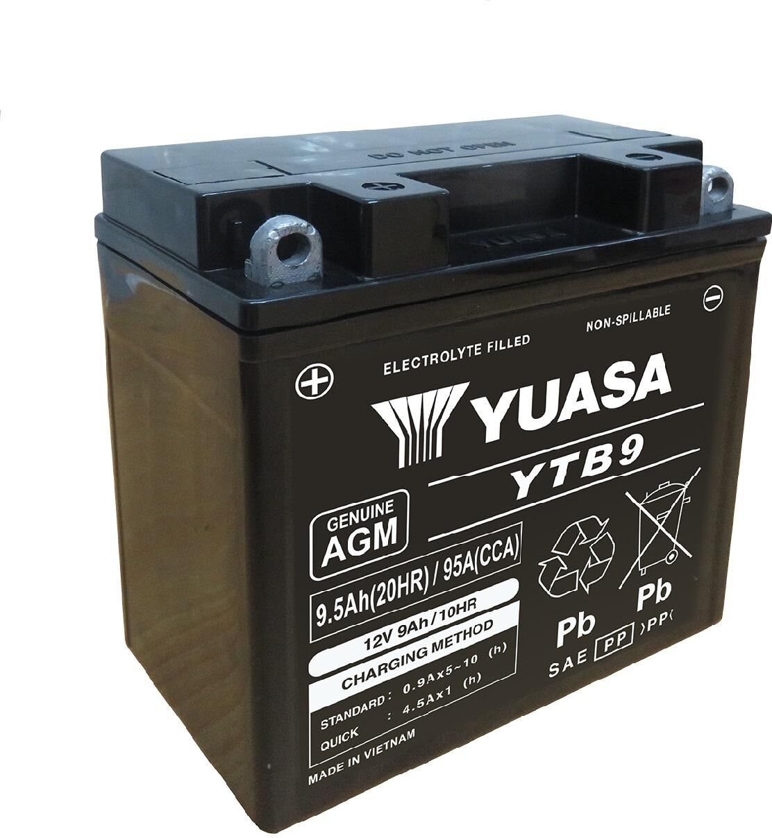 Yuasa Starterbatterie Agm Ytb9 Maintenance Free 12v 9ah 95a 68ah