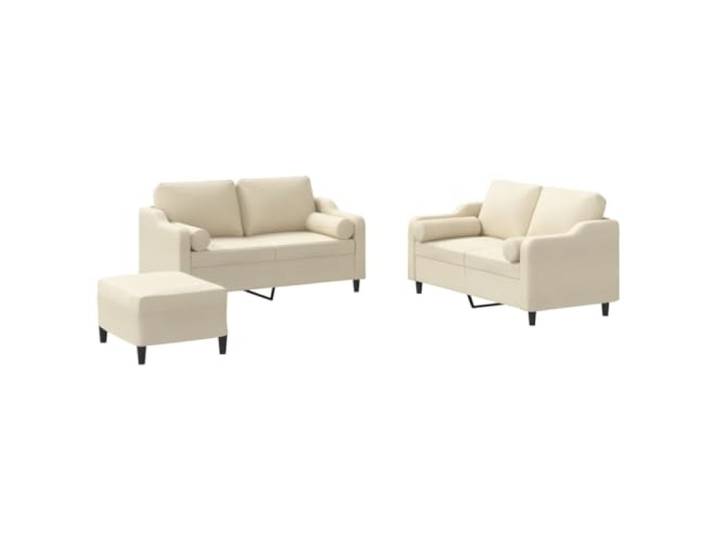 Makastle 3er Set Sofa Couchgarnitur mit Kissen Creme Stoff
