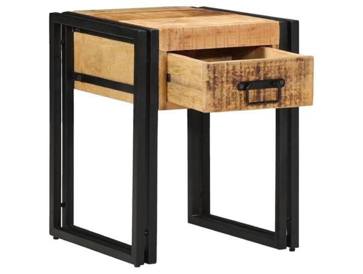 HEFZGDB Rustikaler Beistelltisch aus massivem rohem Mangoholz 40x40x50 cm mit Schublade für Wohnzimmer oder Schlafzimmer, natürliche Holzmaserung, kompakte Maße, langlebiger Aufbau,