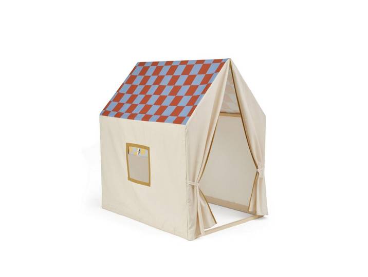 Kids Concept Spielzelt Kids Concept - Hauszelt dusty blau kariert - 110x80x124cm - 2y+