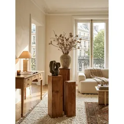 Beistelltisch 3er Set Massivholz Quadratisch Modern Säulenform, Akazie 24x24x85 cm