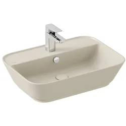 VitrA Geo Aufsatzwaschtisch rechteckig 60 x 43 cm mit Hahnloch mittig Sandbeige Matt,7426B022-0001 7426B022-0001