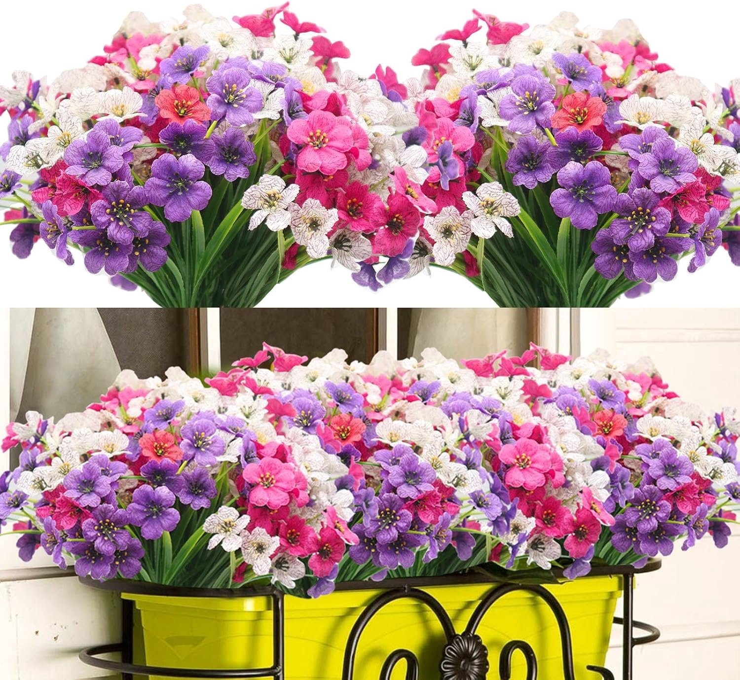 12 bundels weerbestendige en UV-bestendige kunstbloemen voor buiten