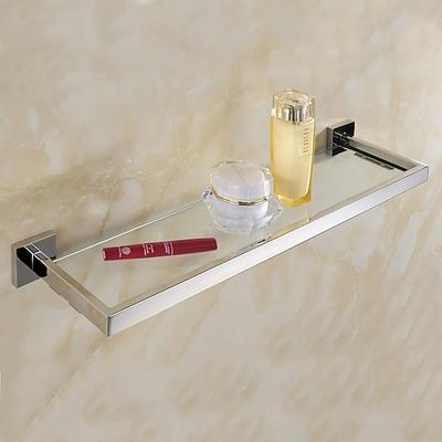 Duschregal aus 8 mm gehärtetem Glas, Toilettenregal für Badezimmer, Kosmetika, Toilettenartikel, Ablagefläche, verdickter Edelstahl 304, Spiegel, helle Farbe, verschiedene Spezifikationen verfügbar