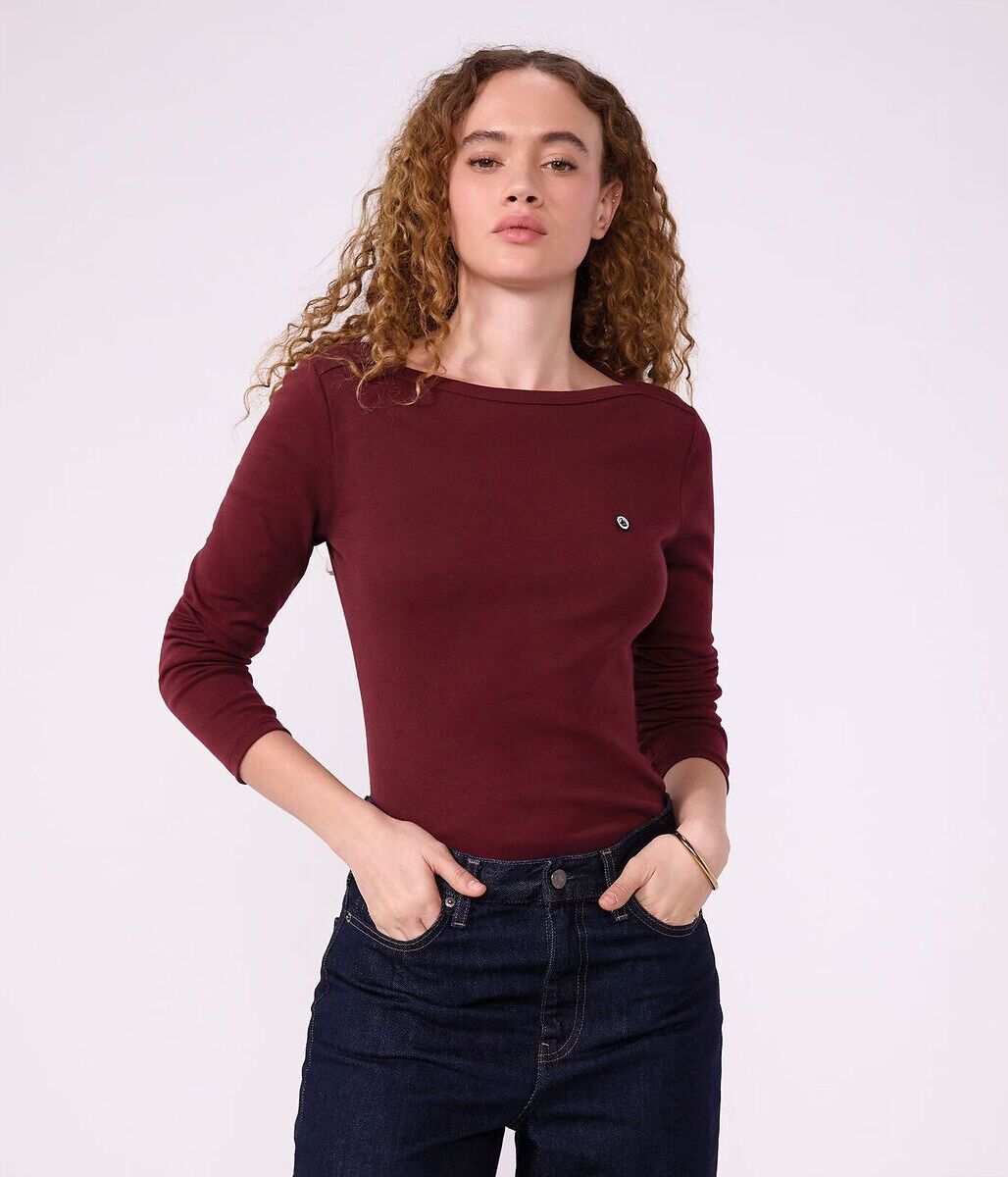 PETIT BATEAU T-shirt Iconique col amiral en coton, manches longues