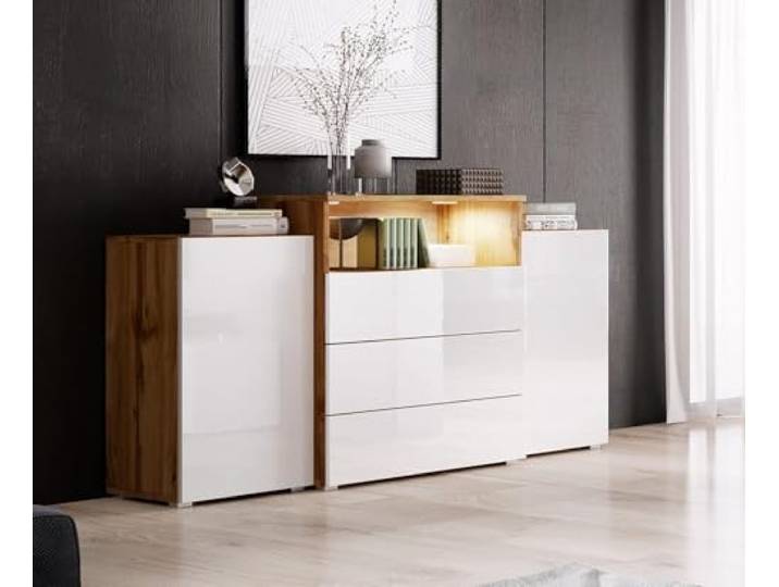 Muebles Slavic Kommode für Innenraum, 150 x 68 cm, Kommode, Schlafzimmer, großes Fassungsvermögen, Kommode für das Wohnzimmer, Flur - Sinfonier Grande