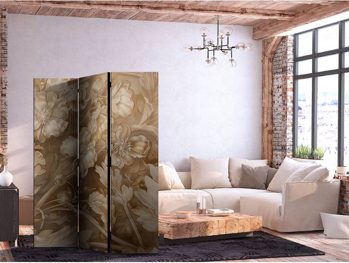 Paravent ornements floraux 1 face Autres Beige 135 x 172cm