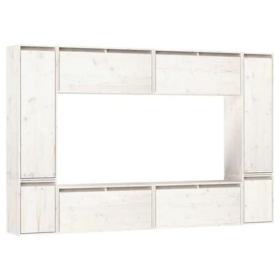 Helloshop26 - 8 Stk. Hänge-TV-Möbel dekorativ praktisch Wohnzimmer Aufbewahrung 80 x 30 x 100 cm Massivholz weiß