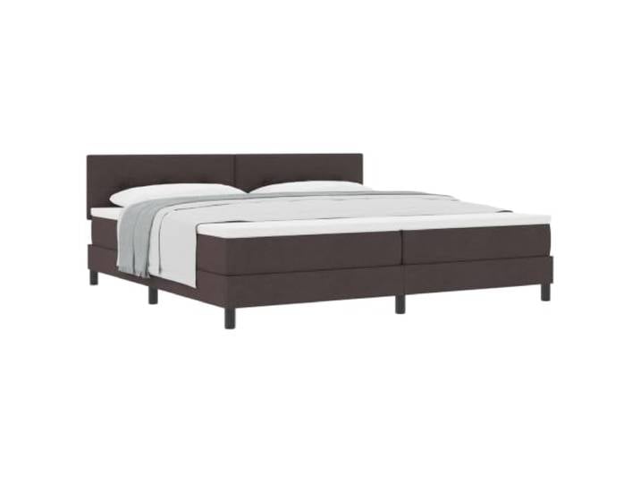 KTHLBRH Boxspringbett mit Kopfteil dunkelbraun 200 x 200 cm Stoff Kopfteil in zwei Höhen verstellbar, Holz, massives Kiefernholz, mittlere Härte, modernes Zimmer