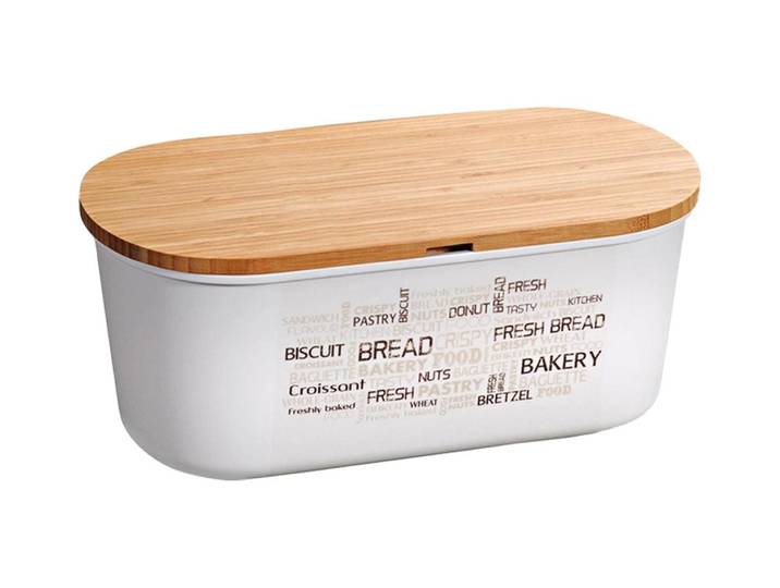 Brotkasten KESPER Brotbox, FSC , weiss (weiß), B:34cm H:18cm L:14,5cm, Bambus, Kunststoff, Lebensmittelaufbewahrungsbehälter, Brotkasten, Deckel als Schneidebrett verwendbar