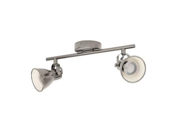 Eglo LED Plafonnier Seras\, lampe de plafond industrielle 2 flammes projecteurs en métal\, lampe de salon nickel antique\, lampe de couloir\, spots avec ampoules GU10\, lumière blanc chaud