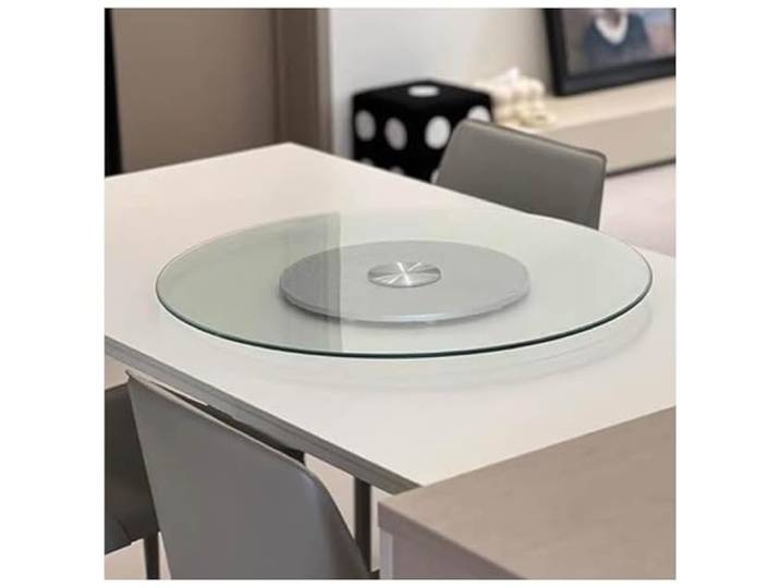 GOUZIBHD Lazy Susan Aus Gehärtetem Glas, Hochleistungs-Drehteller, Großer Transparenter Servierteller für Den Tisch, Gehärtetem Glas Drehteller mit Geräuscharmen Mittelstücken(Size:100cm)