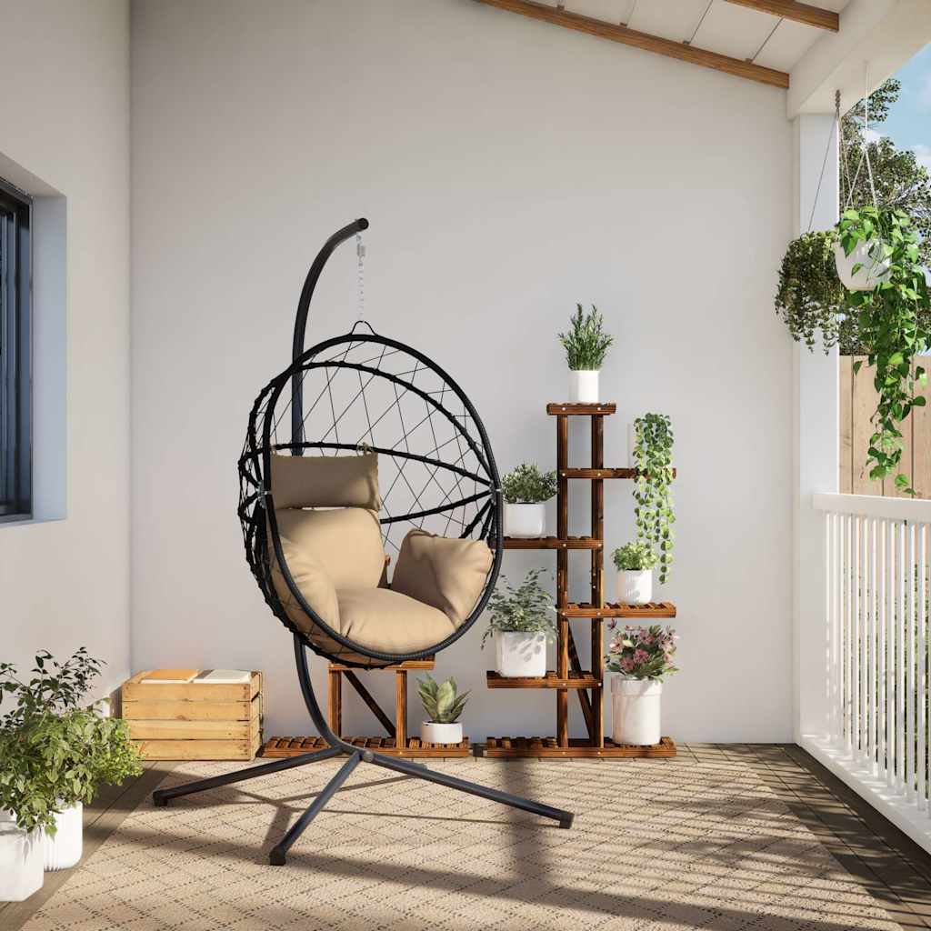 vidaXL Chaise suspendue en forme d'œuf et support taupe rotin et acier