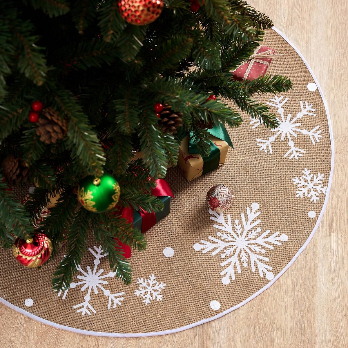 Kerstboomrok Sneeuwvlokken 91 cm - Rustieke Decoratie voor Kerstmis