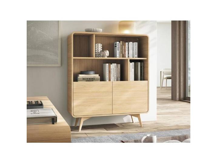 Bibliothèque avec 2 portes et 4 niches - Naturel - JALEMO