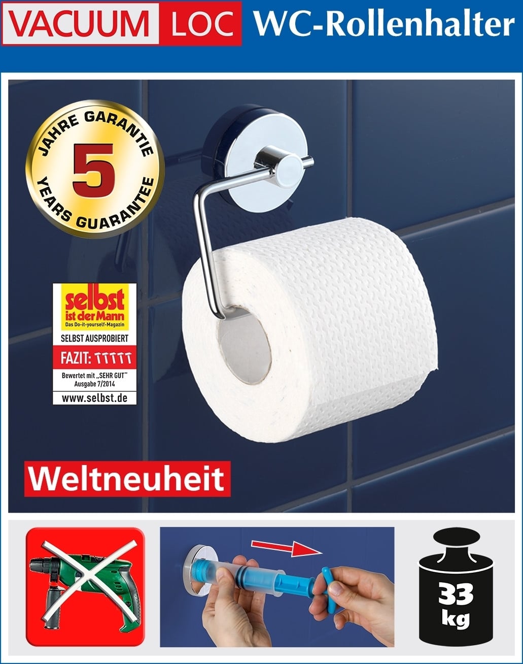 Wenko Vacuum Loc toiletrolhouder, H x B x D: 10,5 x 13 x 3,5 cm