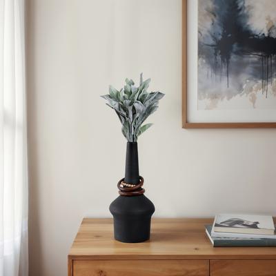 Sagebrook Home Metal Wood Decorative Vase Sculptural Silhouette Removable Rings