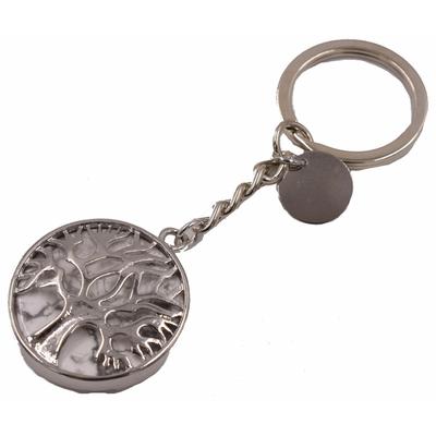 Schlüsselanhänger FIRETTI "Schmuck Geschenk Lebensbaum", Damen, silber (edelstahlfarben, weiß), Edelstahl, Basic, Schlüsselanhänger Schlüsselanhänger, mit Rosenquarz, Türkis, Aventurin, Howlith oder Onyx