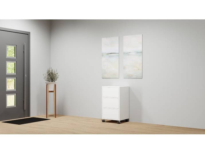 Beistellschrank mit Rollen nach Maß MDF Beschichtet MDF Weiß matt