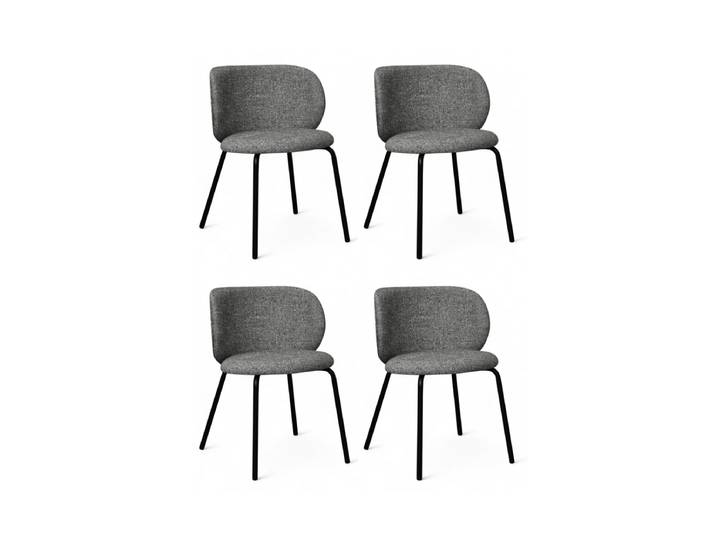 4er Set Esszimmerstühle Nanna - Stoff Grau