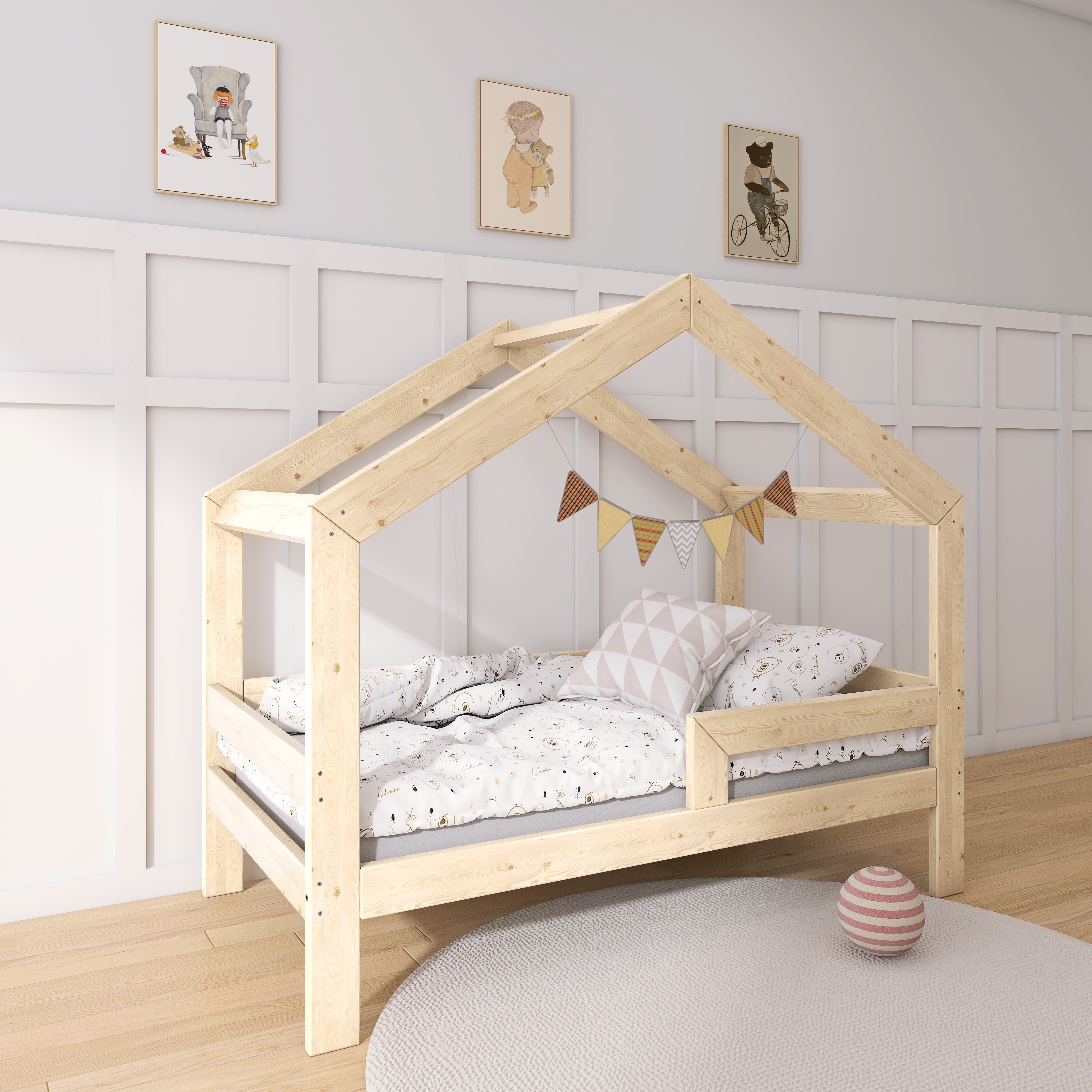 NeedSleep Hausbett 90x190 cm mit Rausfallschutz Symmetrisch