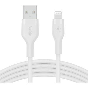 Belkin Ladekabel BoostCharge Flex, weiß, 2m, USB-A auf Apple Lightning, 12W Schnellladekabel