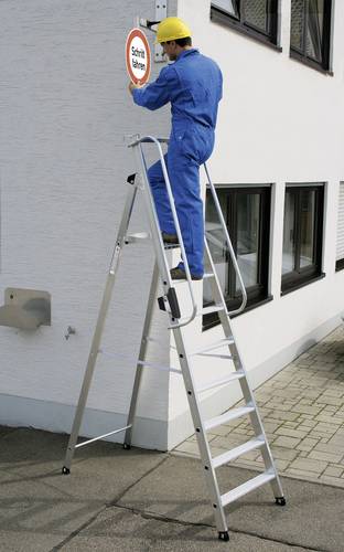 Günzburger Steigtechnik MUNK 50087 Aluminium Stufen-Stehleiter Arbeitshöhe (max.): 3.65m Silber 13.9kg