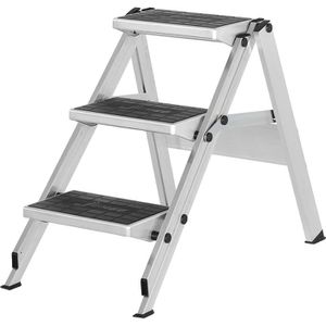 Hymer Klapptritt 606003, aus Aluminium, einseitig begehbare Klapptreppe, mit 3 Stufen