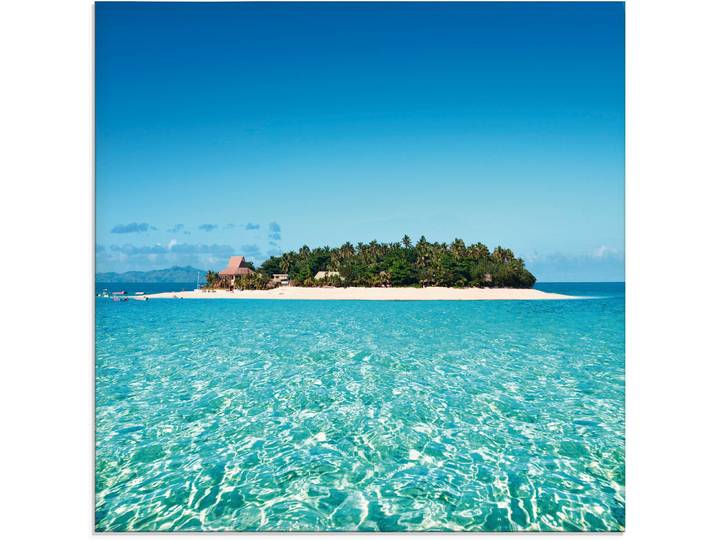 Glasbild ARTLAND Verblüffende Fiji Insel und klares Meer , blau (farbe bild(er): blau), B:50cm H:50cm, Bilder, Glasbild, in verschiedenen Grössen