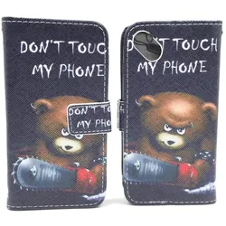 König Design Schutz Hülle für Wiko Sunset 2 Bär Dont Touch Tasche Cover Case + 1 Panzer Schutz Glas (Wiko Sunset 2), Smartphone Hülle, Mehrfarbig